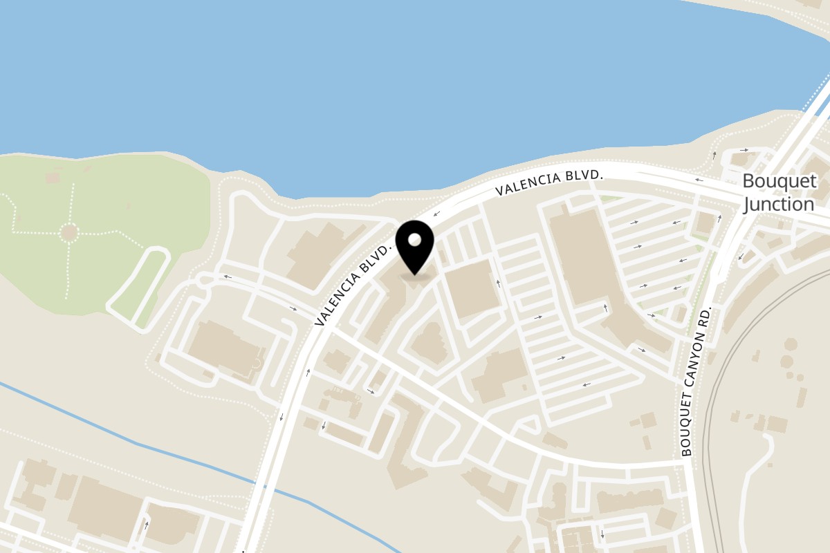 Map showing the location of Thai Dishes Valencia on 23328 Valencia Blvd in Valencia